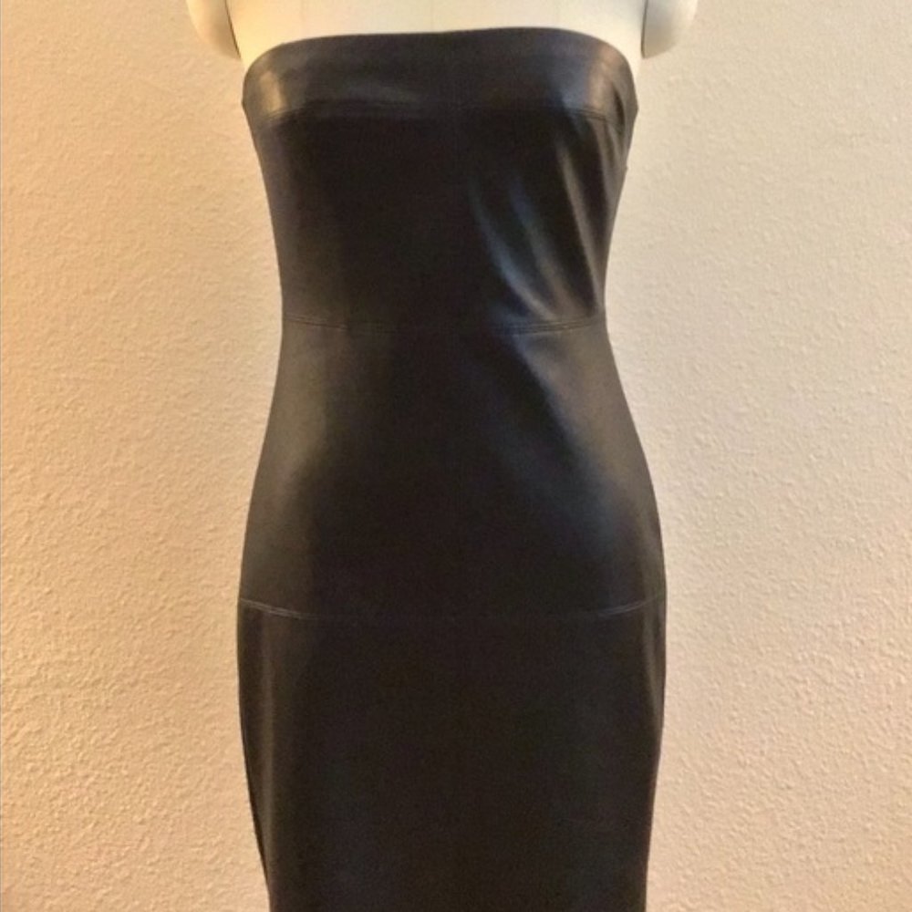 Strapless Faux Leather Dress